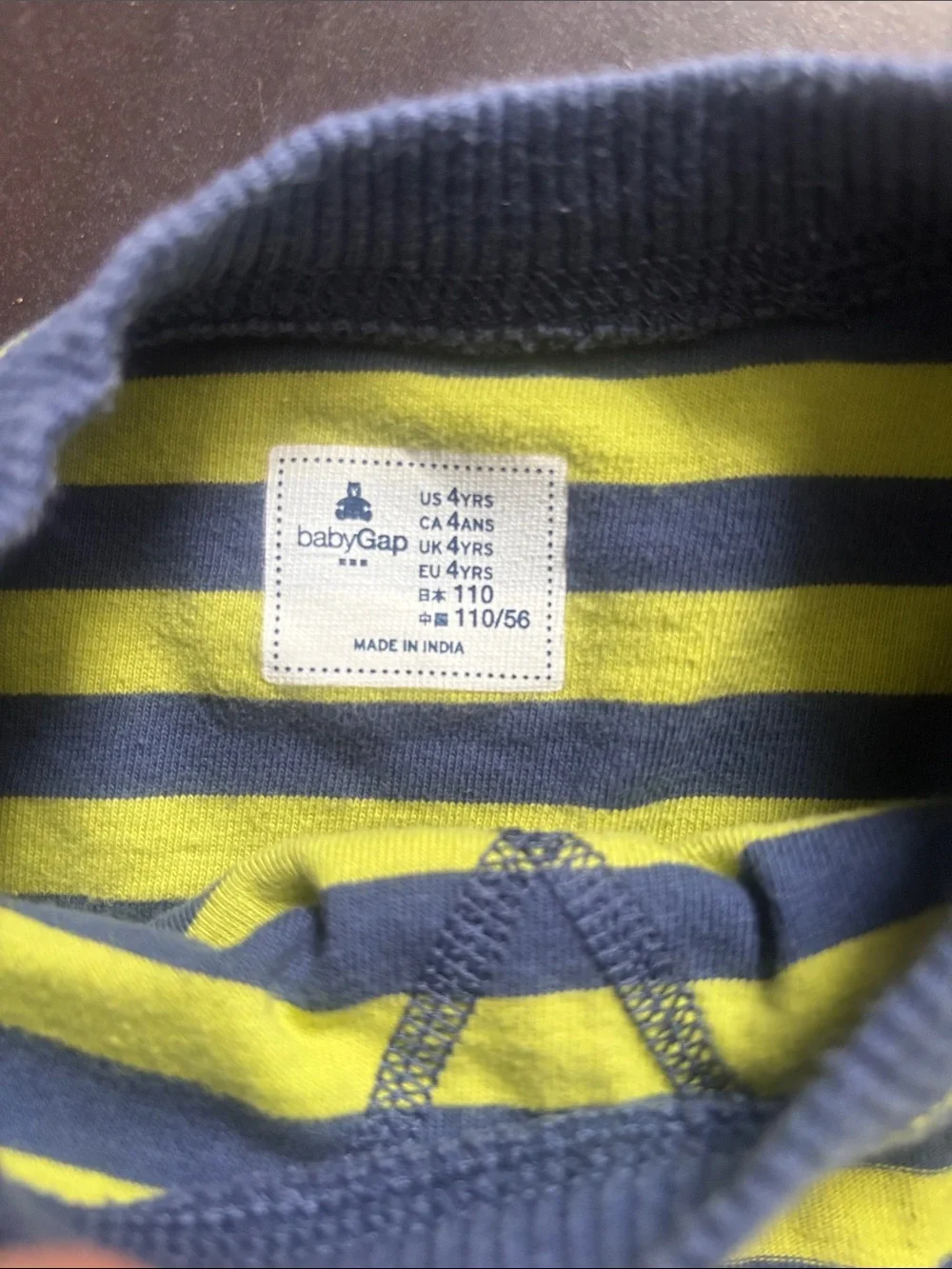 GAP Boys' Long Sleeve Stripe Tee in Yellow and Blue